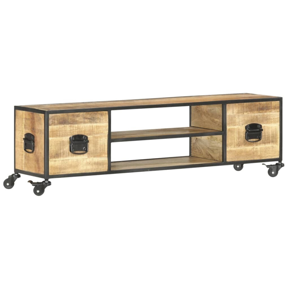 vidaXL Tv-meubel 130x30x39 cm massief mangohout afbeelding 1