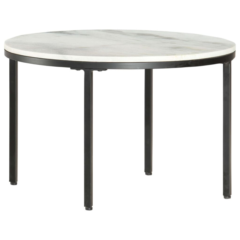 vidaXL Salontafel Ø65 cm echt massief marmer wit en zwart afbeelding 1