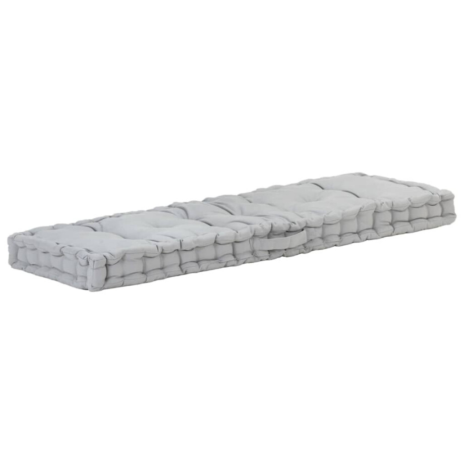 vidaXL Palletvloerkussen 120x40x7 cm katoen grijs afbeelding 1