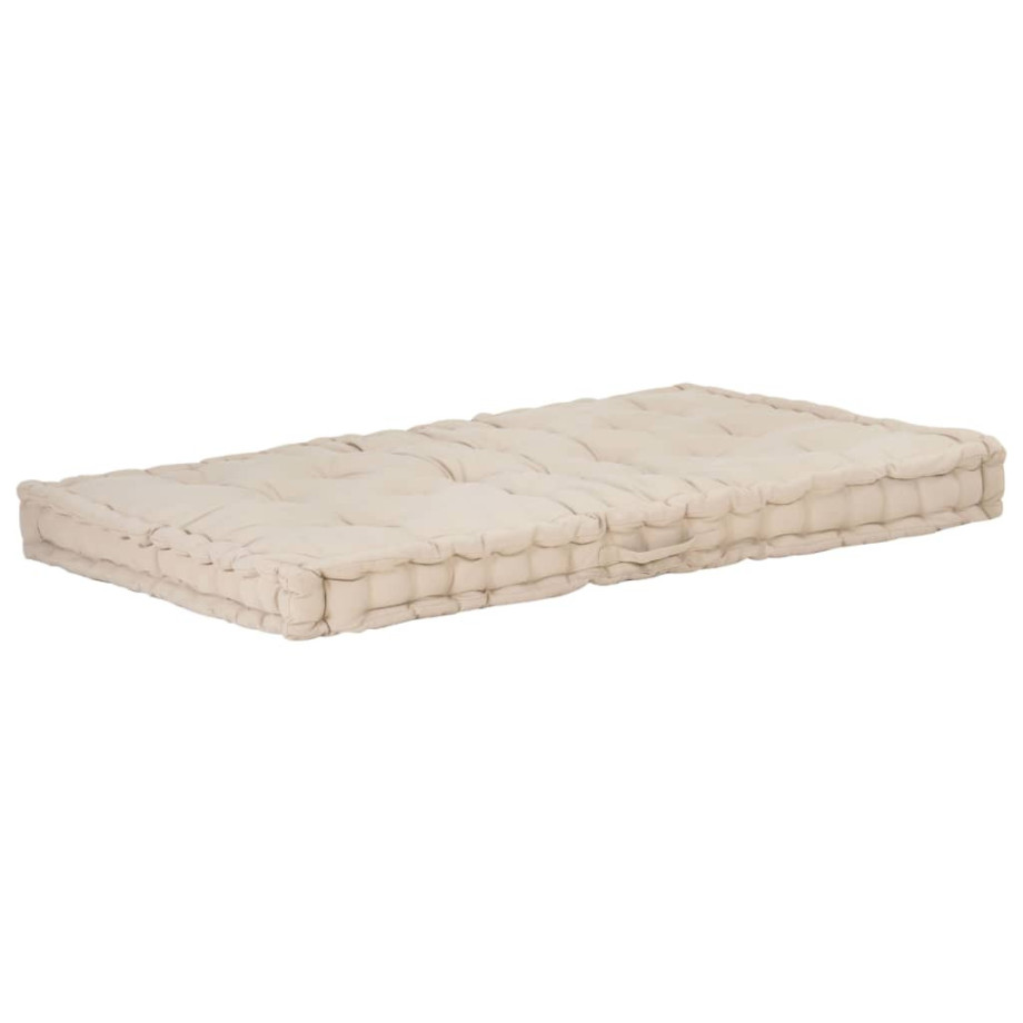 vidaXL Palletvloerkussen 120x80x10 cm katoen beige afbeelding 1