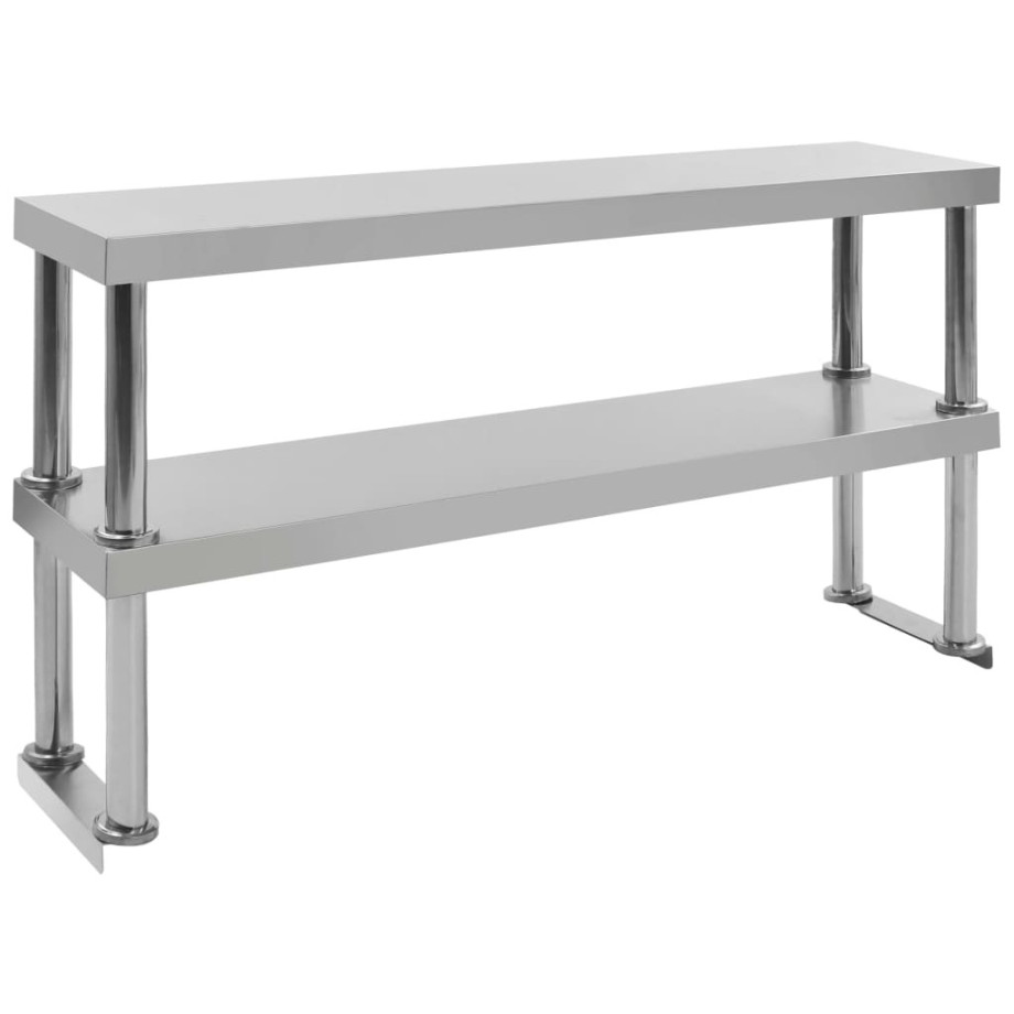 vidaXL Verhoging voor werktafel 2-laags 120x30x65 cm roestvrij staal afbeelding 