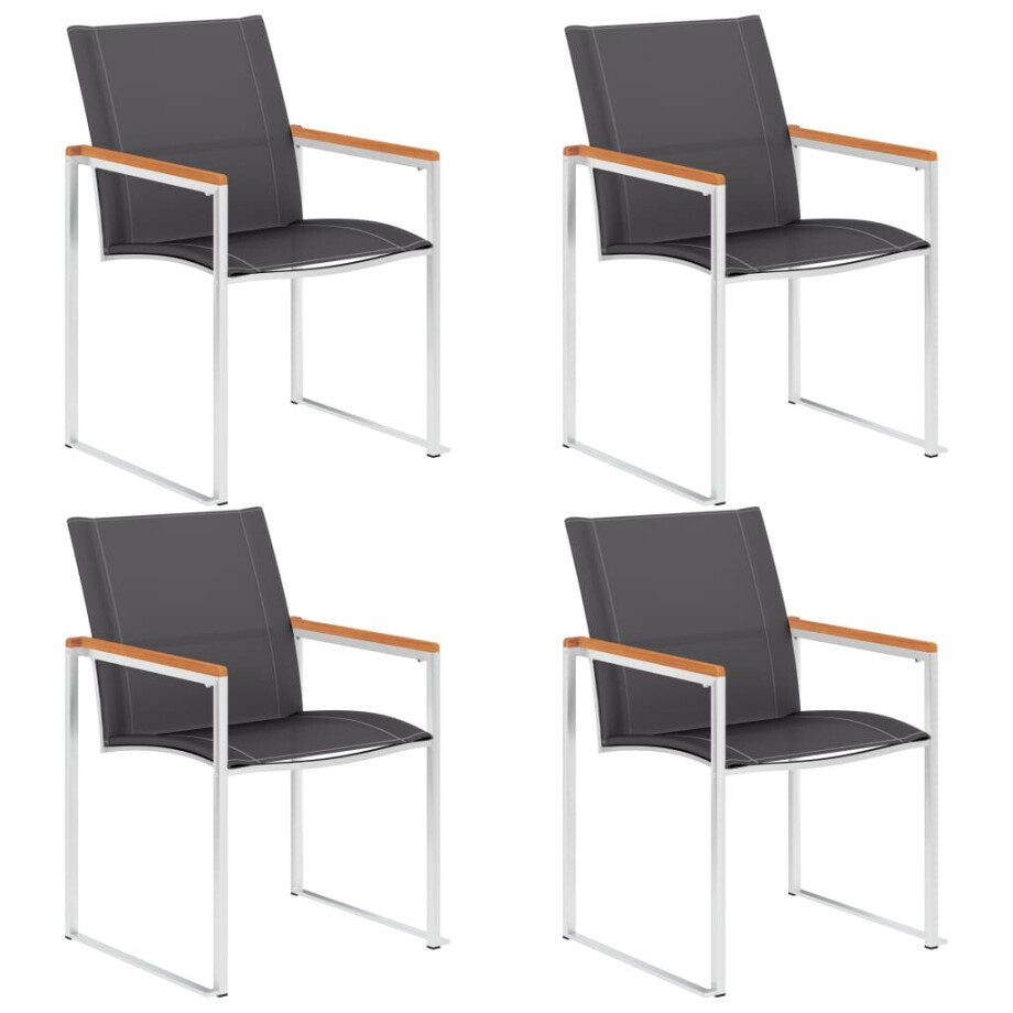 vidaXL Tuinstoelen 4 st textileen en roestvrij staal grijs afbeelding 1