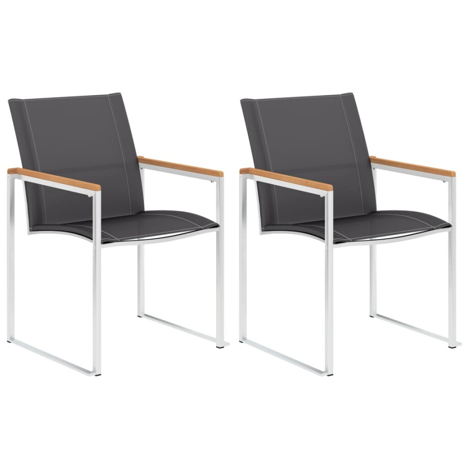 vidaXL Tuinstoelen 2 st textileen en roestvrij staal grijs vidaXL Tuinstoelen 2 st textileen en roestvrij staal grijs afbeelding 1