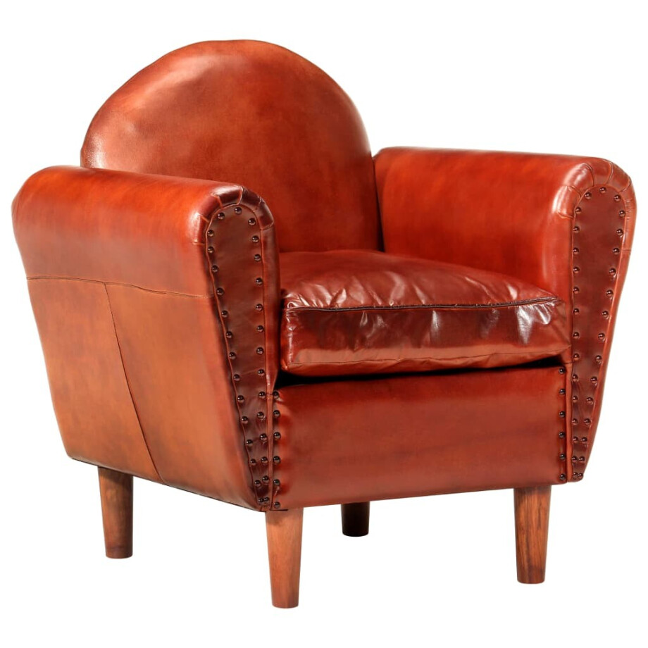 vidaXL Kuipstoel 77x65x79 cm echt leer bruin afbeelding 1