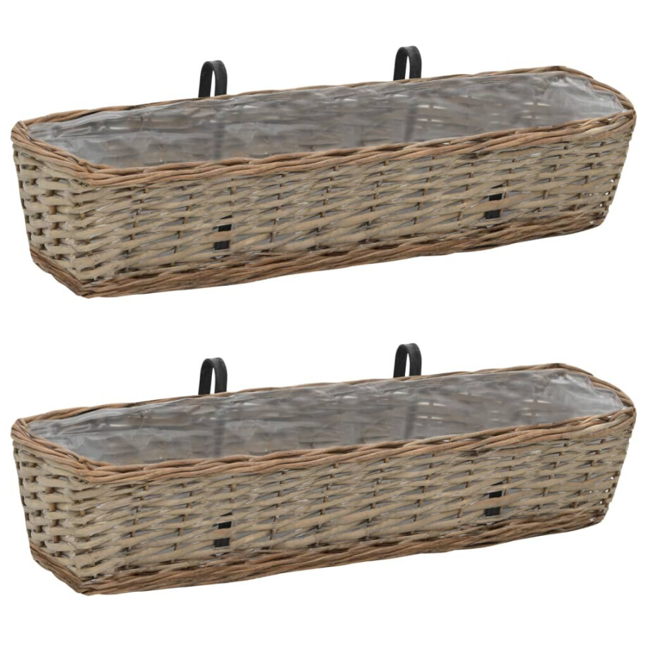 vidaXL Balkonbakken 2 st 80 cm wicker met PE-voering vidaXL Balkonbakken 2 st 80 cm wicker met PE-voering afbeelding 1