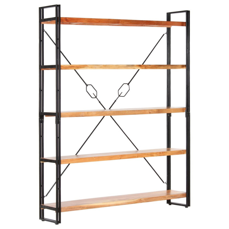 vidaXL Boekenkast met 5 schappen 140x30x180 cm massief acaciahout afbeelding 1