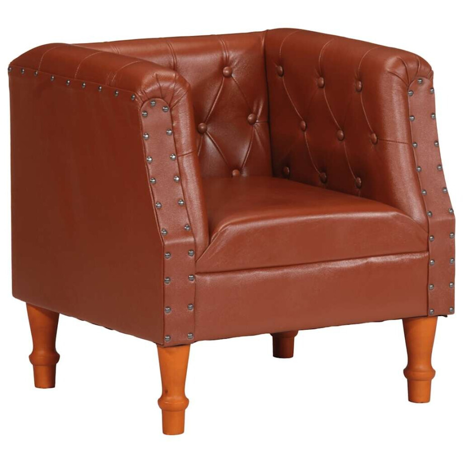 vidaXL Fauteuil echt leer bruin afbeelding 1