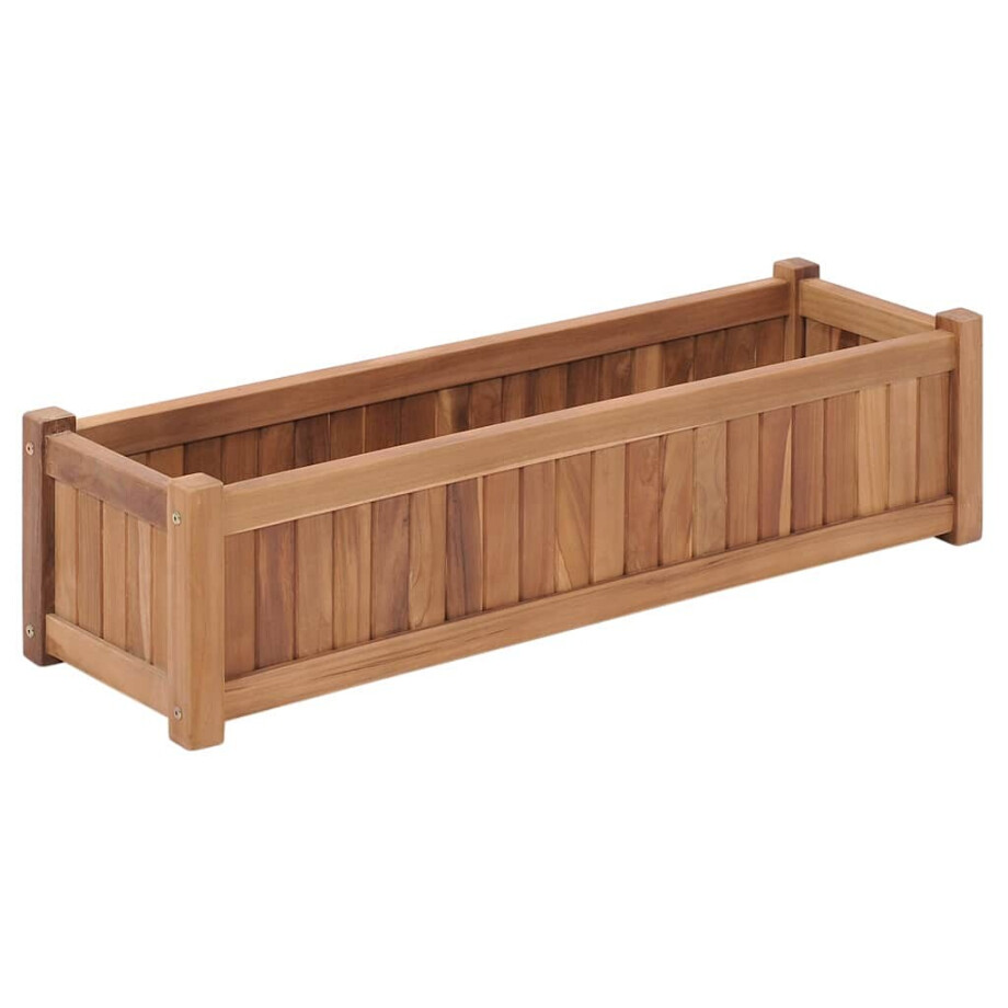 vidaXL Plantenbak verhoogd 100x30x25 cm massief teakhout afbeelding 1