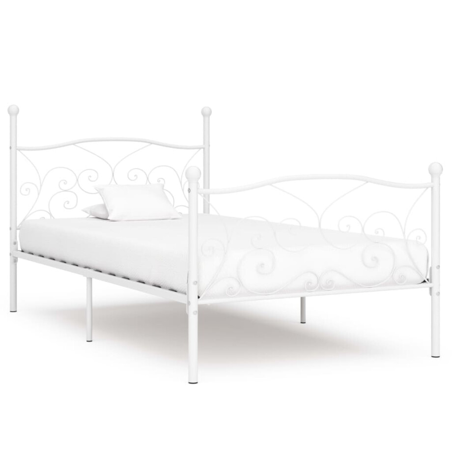 vidaXL Bedframe met lattenbodem metaal wit 100x200 cm afbeelding 1