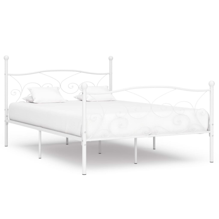 vidaXL Bedframe met lattenbodem metaal wit 120x200 cm afbeelding 1