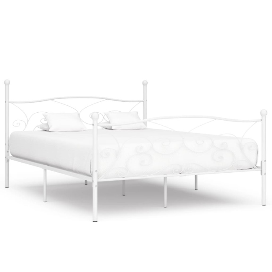 vidaXL Bedframe met lattenbodem metaal wit 180x200 cm afbeelding 1