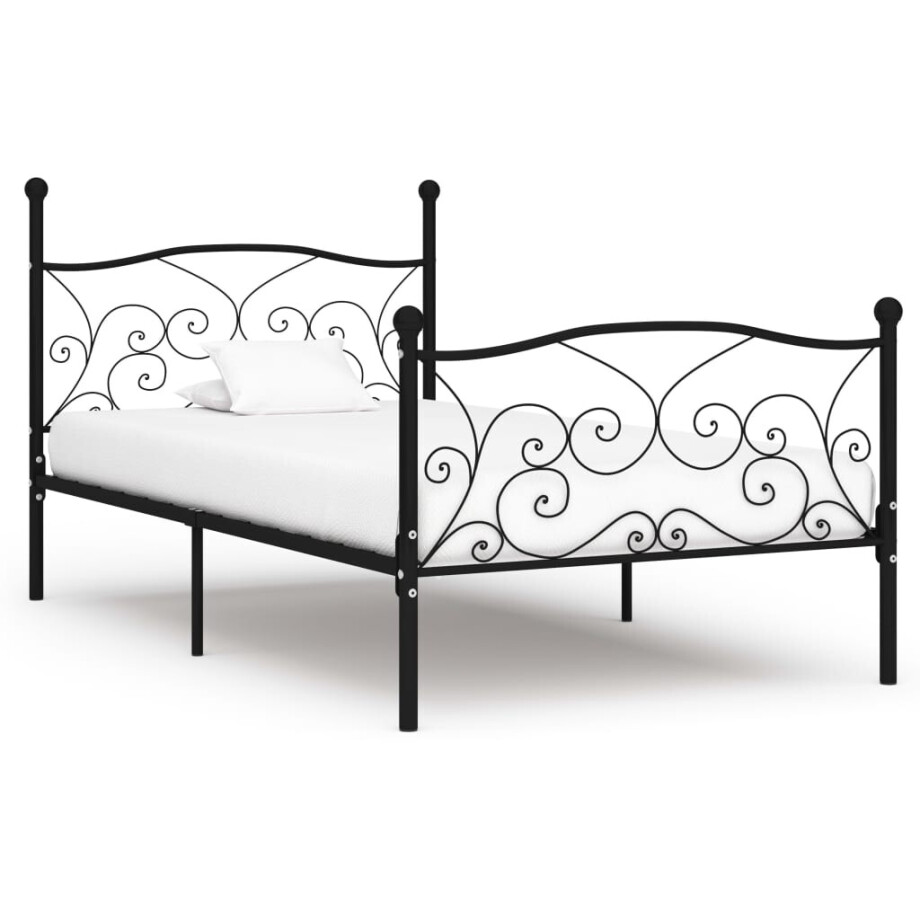 vidaXL Bedframe met lattenbodem metaal zwart 100x200 cm afbeelding 1