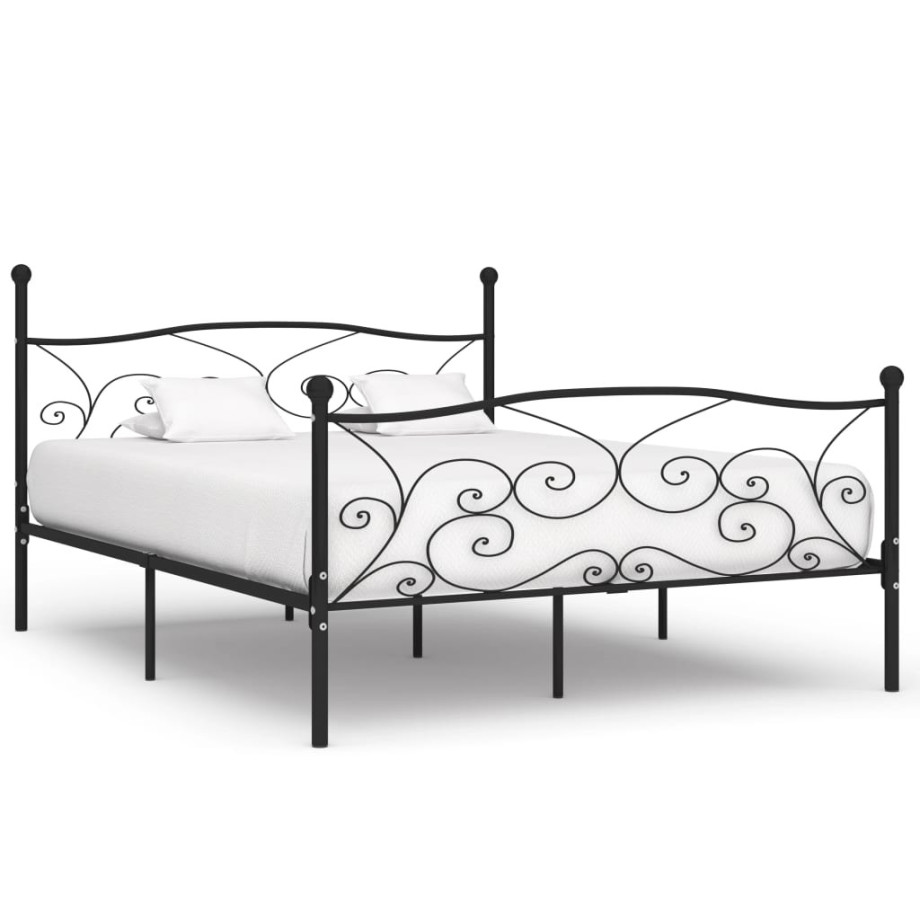 vidaXL Bedframe met lattenbodem metaal zwart 180x200 cm afbeelding 1