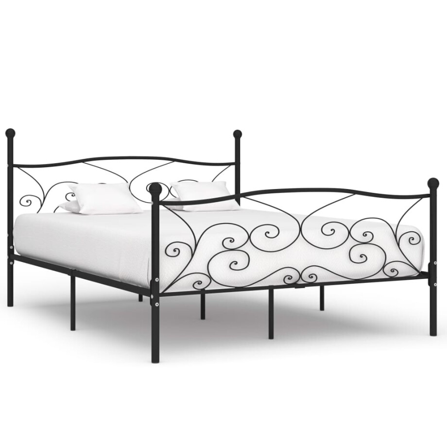 vidaXL Bedframe met lattenbodem metaal zwart 200x200 cm vidaXL Bedframe met lattenbodem metaal zwart 200x200 cm afbeelding 1