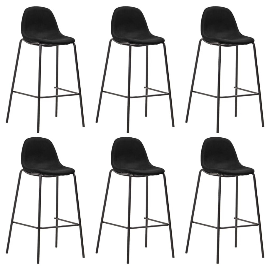 vidaXL Barstoelen 6 st stof zwart vidaXL Barstoelen 6 st stof zwart afbeelding 1