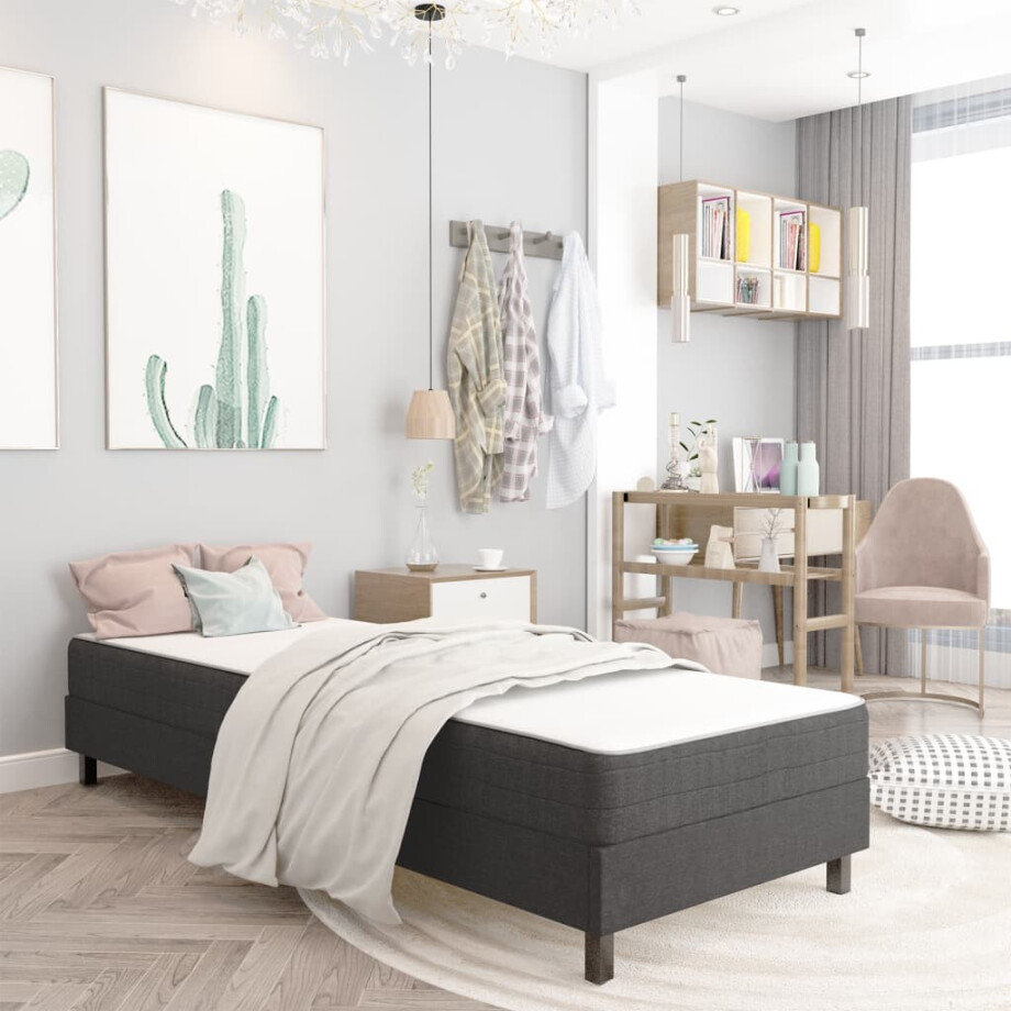 vidaXL Boxspringframe stof grijs 90x200 cm vidaXL Boxspringframe stof grijs 90x200 cm afbeelding 1