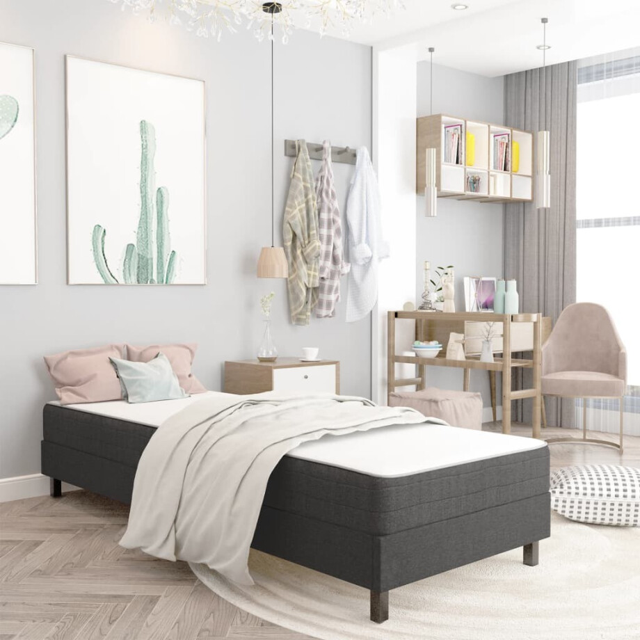 vidaXL Boxspringframe stof grijs 100x200 cm afbeelding 1