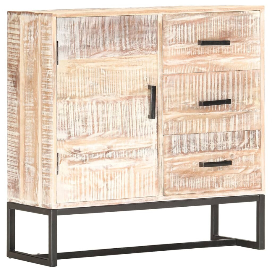 vidaXL Dressoir 73x30x75 cm massief acaciahout wit afbeelding 1
