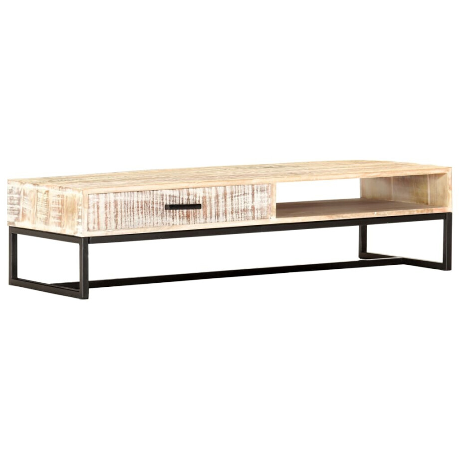 vidaXL Salontafel 117x50x30 cm massief acaciahout wit afbeelding 1