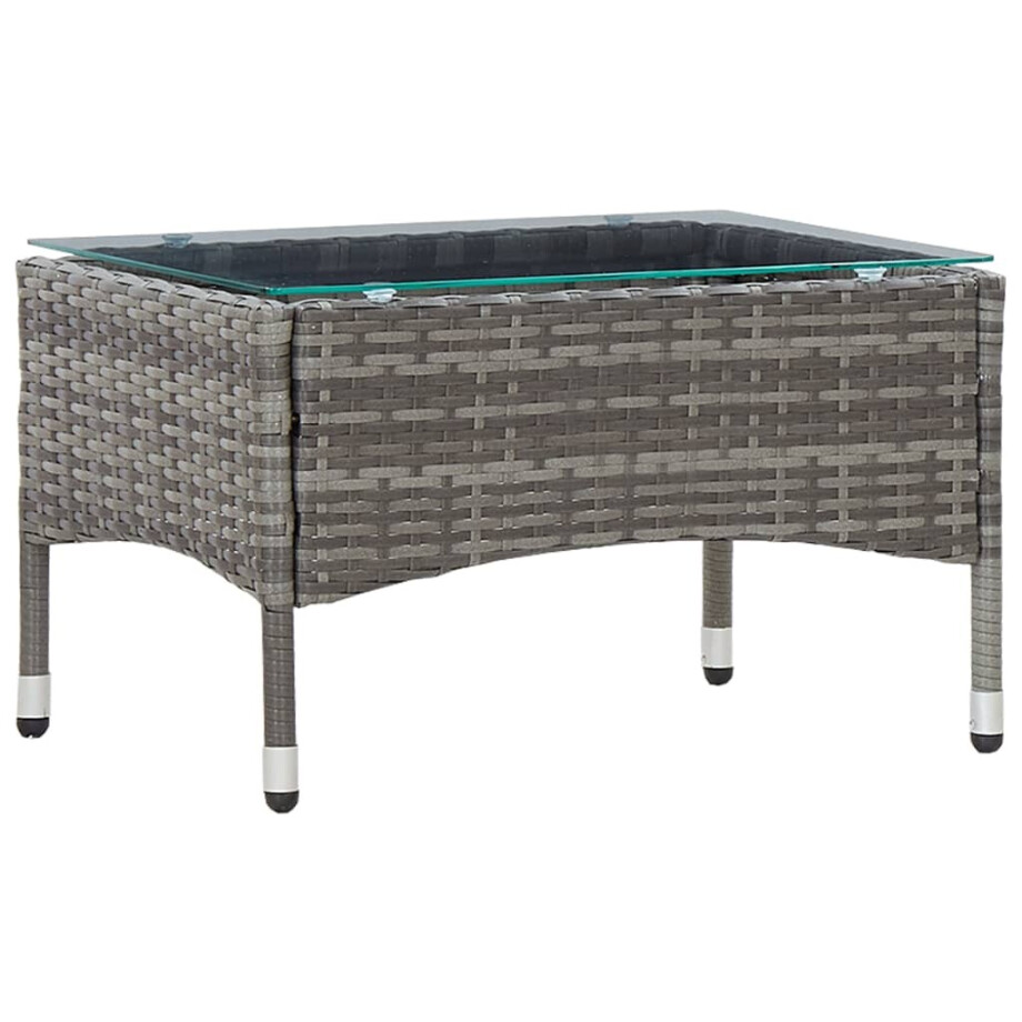 vidaXL Salontafel 60x40x36 cm poly rattan grijs afbeelding 1