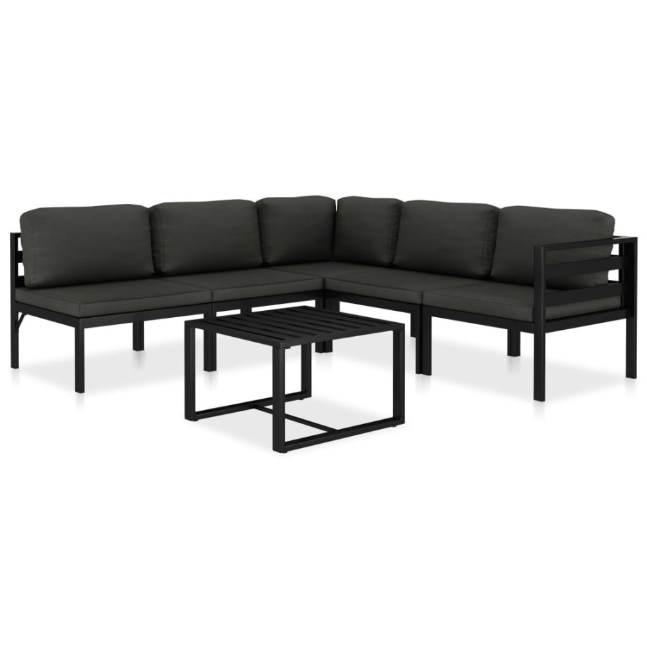 vidaXL 6-delige Loungeset met kussens aluminium antraciet afbeelding 1