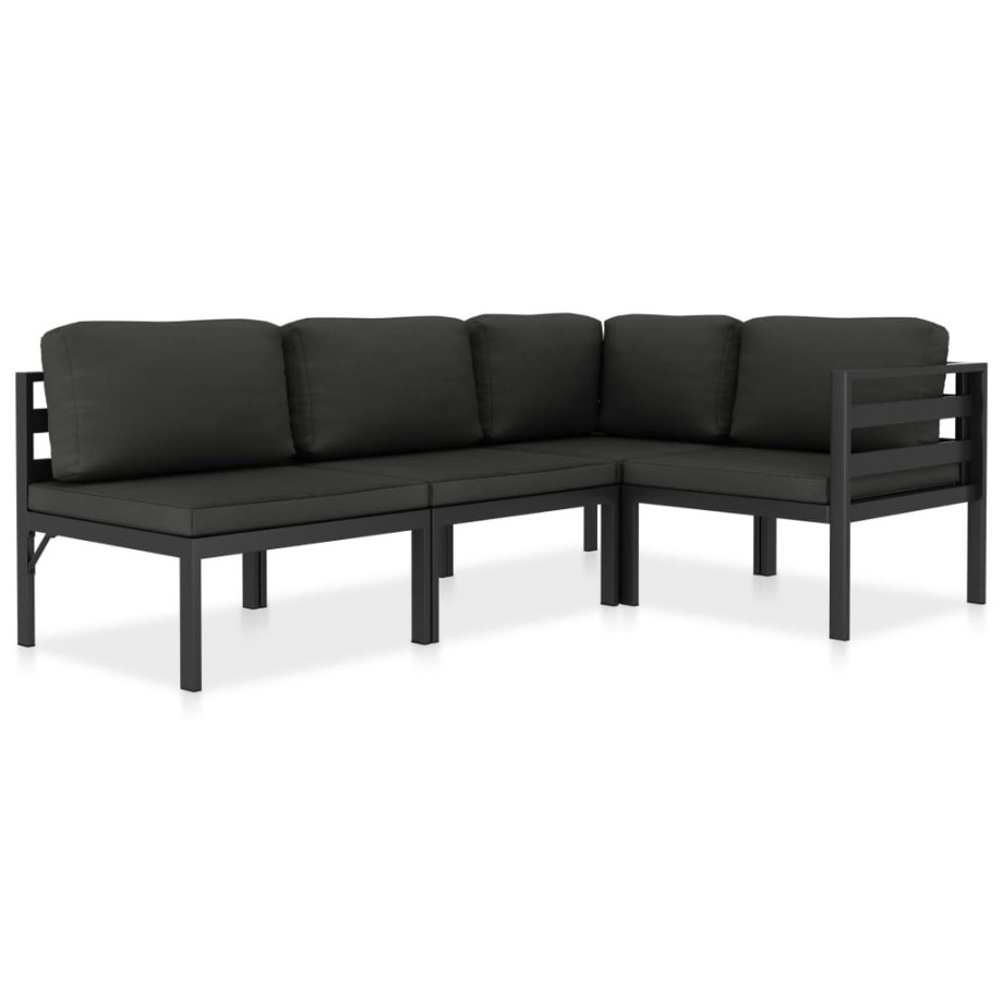 vidaXL 4-delige Loungeset met kussens aluminium antraciet afbeelding 1