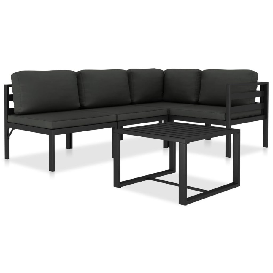 vidaXL 5-delige Loungeset met kussens aluminium antraciet afbeelding 1
