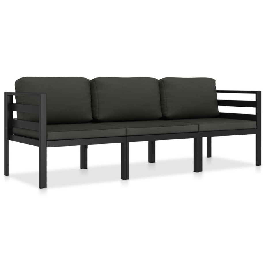 vidaXL 3-delige Loungeset met kussens aluminium antraciet afbeelding 1