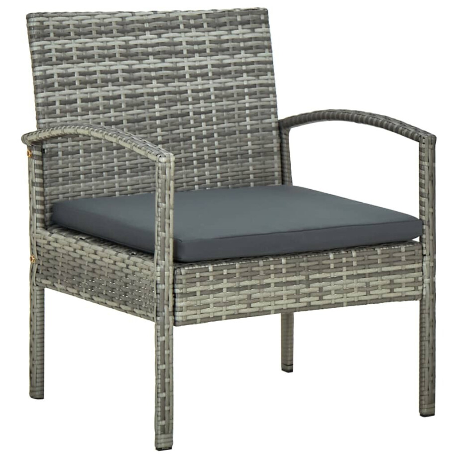 vidaXL Tuinstoel met kussen poly rattan grijs afbeelding 1