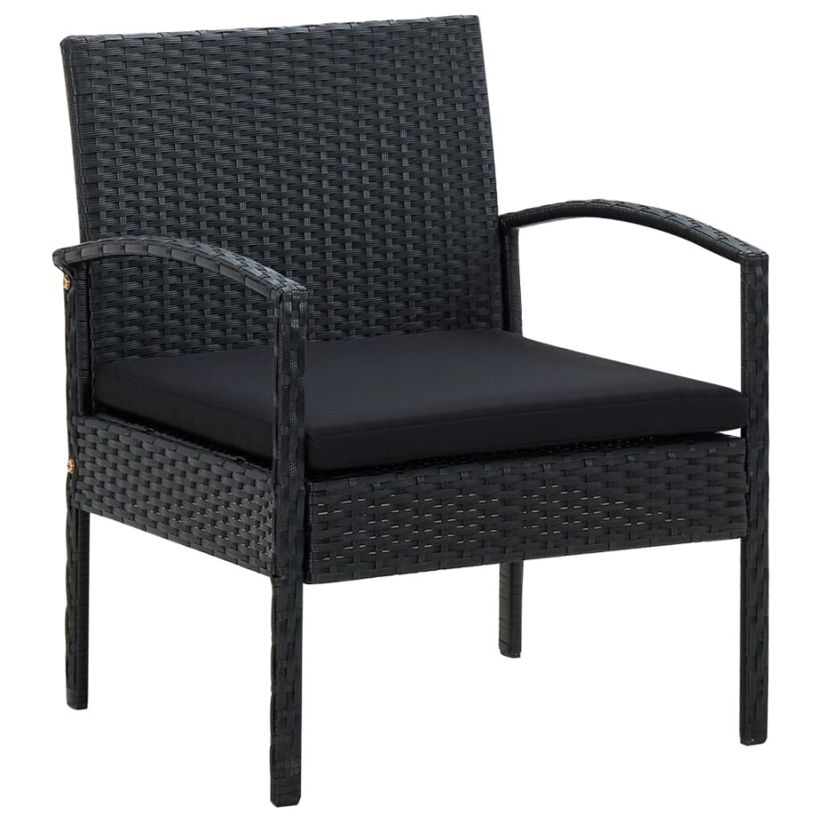 vidaXL Tuinstoel met kussen poly rattan zwart afbeelding 1