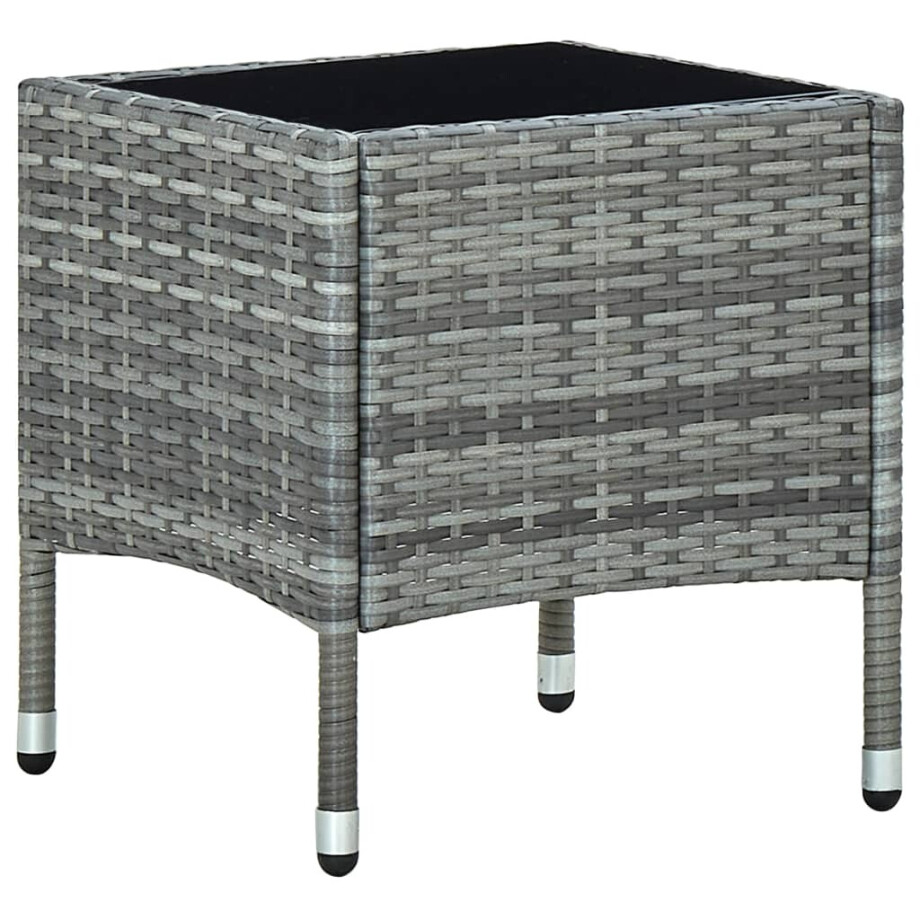 vidaXL Tuintafel 40x40x45 cm poly rattan grijs afbeelding 1