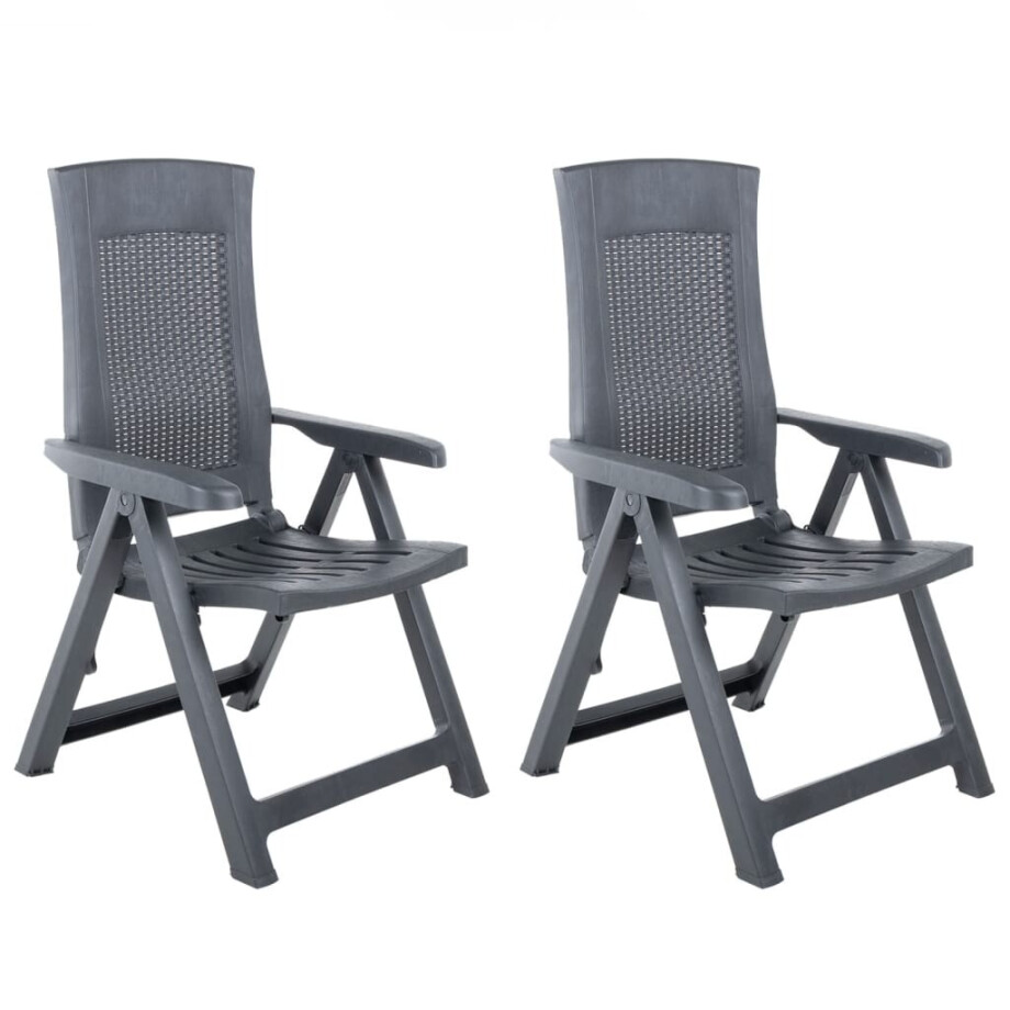 vidaXL Tuinstoelen 2 st verstelbaar kunststof antracietkleurig vidaXL Tuinstoelen 2 st verstelbaar kunststof antracietkleurig afbeelding 1