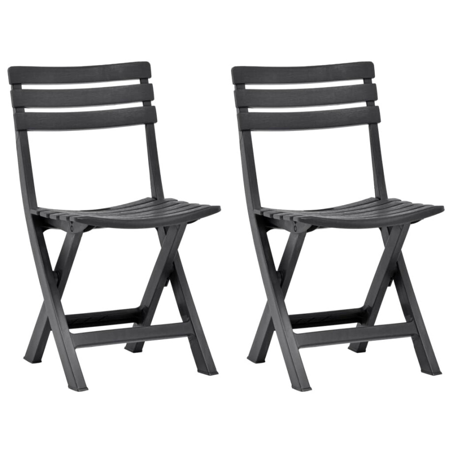 vidaXL Tuinstoelen inklapbaar 2 st kunststof antraciet afbeelding 1