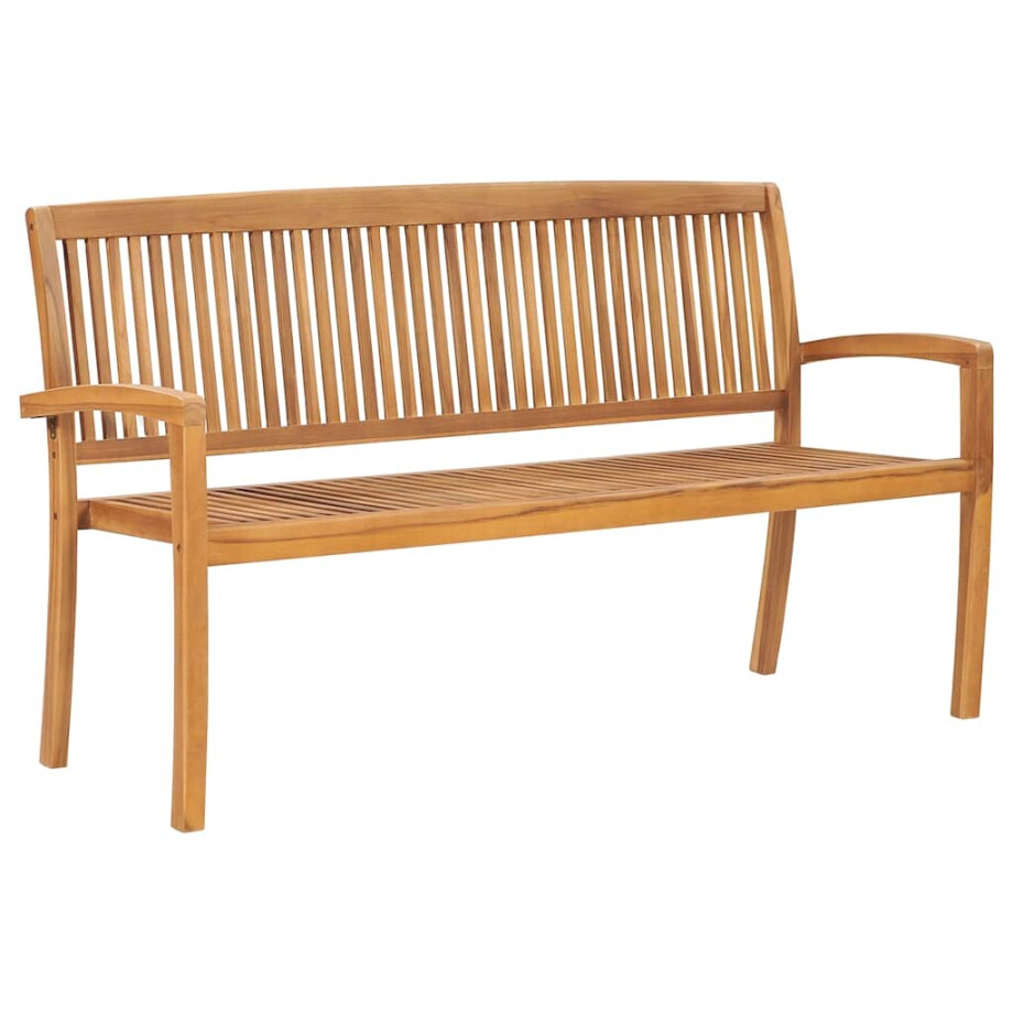 vidaXL Tuinbank 3-zits stapelbaar 159 cm massief teakhout afbeelding 1