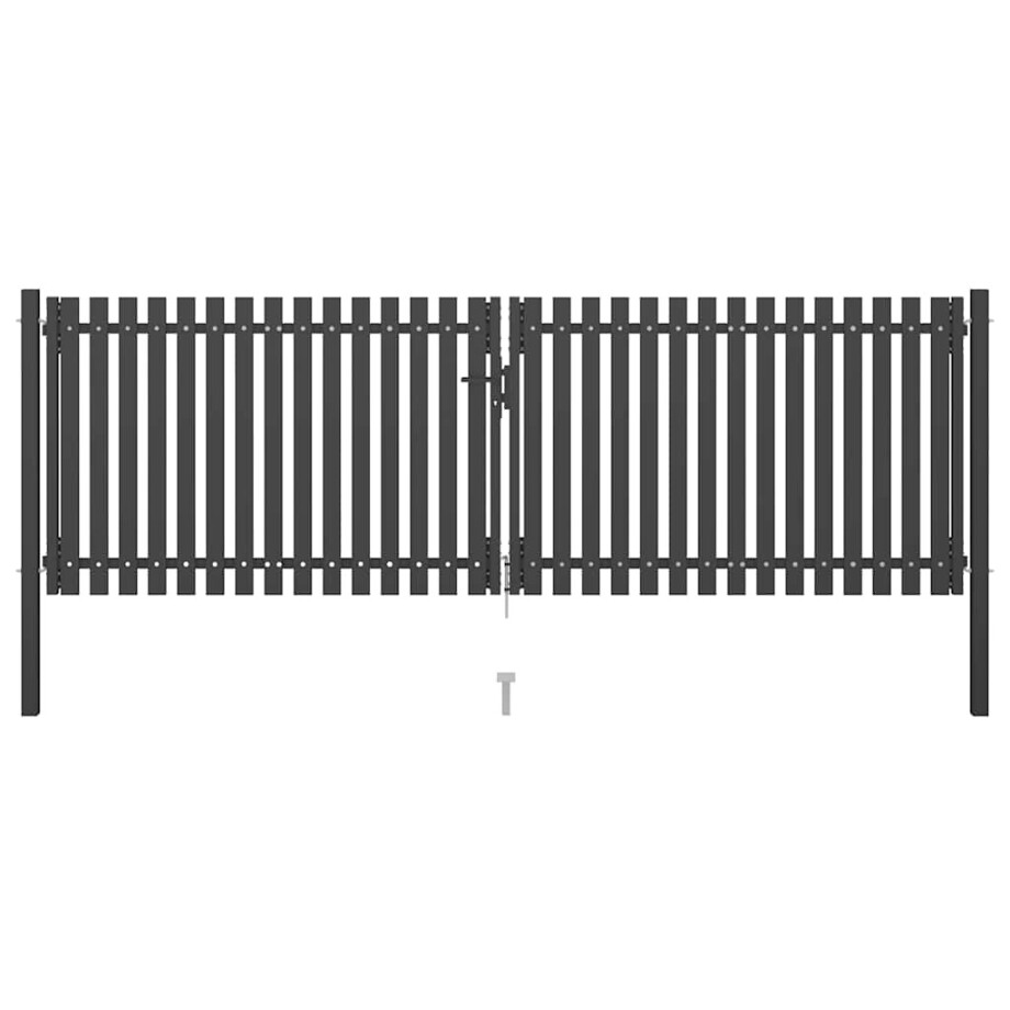 vidaXL Tuinhekpoort staal 400x100 cm antraciet afbeelding 1
