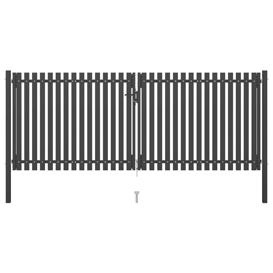 vidaXL Tuinhekpoort staal 400x125 cm antraciet afbeelding 1