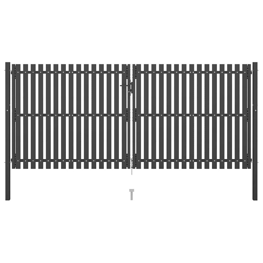 vidaXL Tuinpoort staal 400x150 cm antraciet afbeelding 1