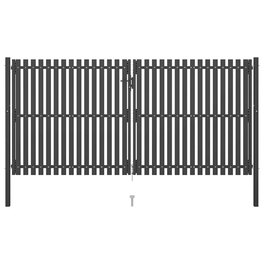 vidaXL Tuinhekpoort staal 400x175 cm antraciet afbeelding 1