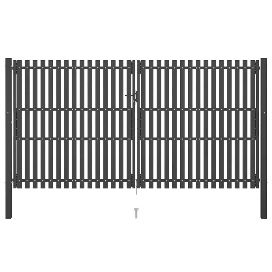 vidaXL Tuinhekpoort staal 400x200 cm antraciet afbeelding 1