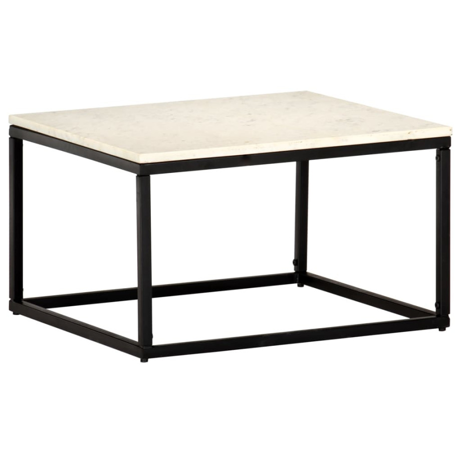 vidaXL Salontafel 60x60x35 cm echt steen met marmeren textuur wit afbeelding 1