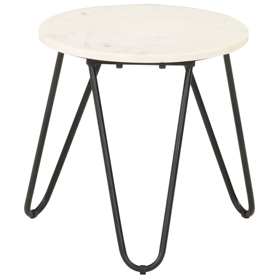 vidaXL Salontafel 40x40x40 cm echt steen met marmeren textuur wit afbeelding 1