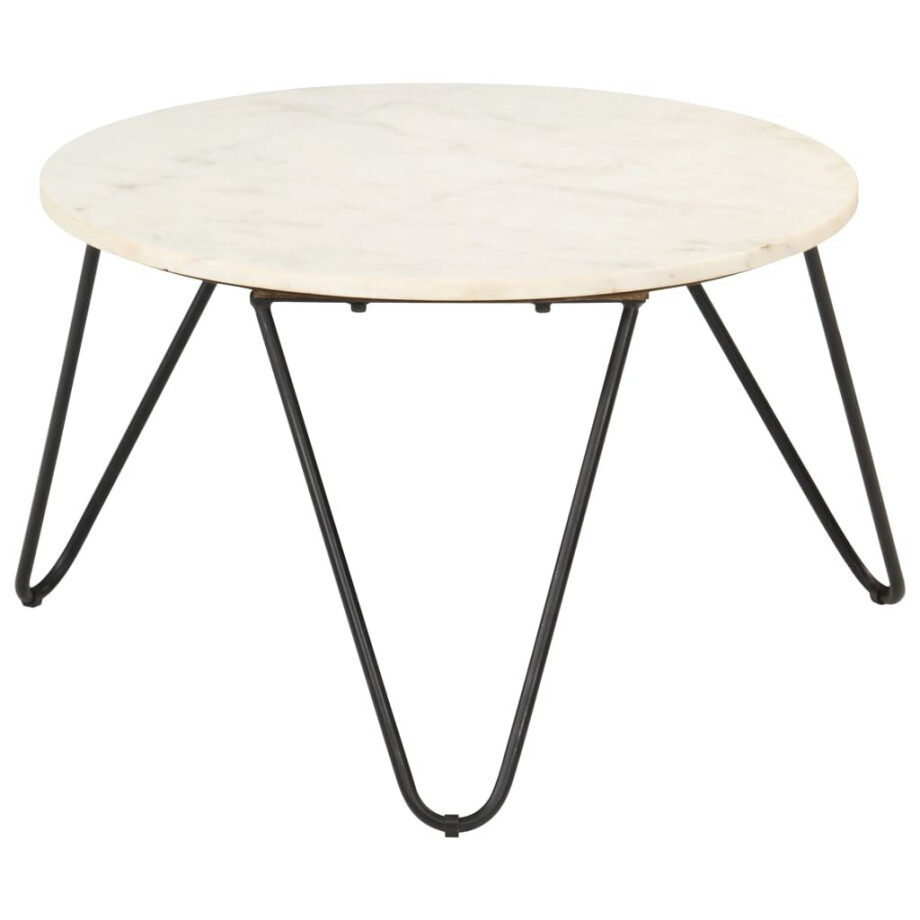 vidaXL Salontafel 65x65x42 cm echt steen met marmeren textuur wit afbeelding 1