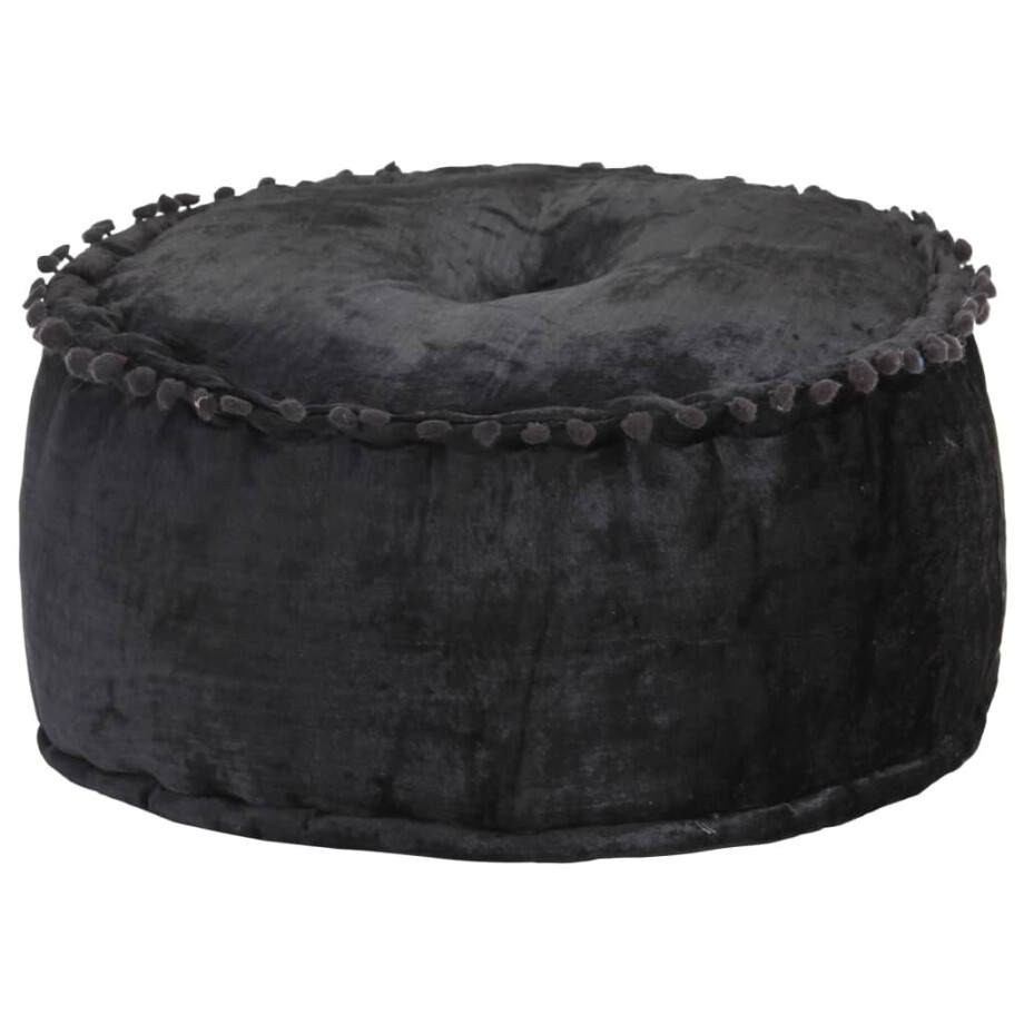 vidaXL Poef rond 40x20 cm fluweel antraciet afbeelding 1