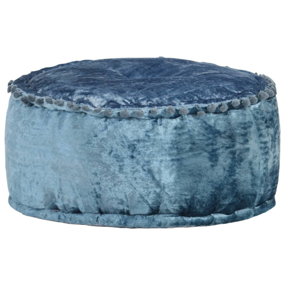 vidaXL Poef rond 40x20 cm fluweel blauw afbeelding 1