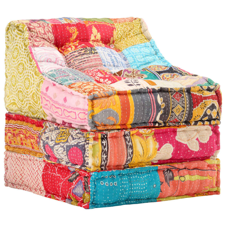 vidaXL Poef modulair stof patchwork afbeelding 1