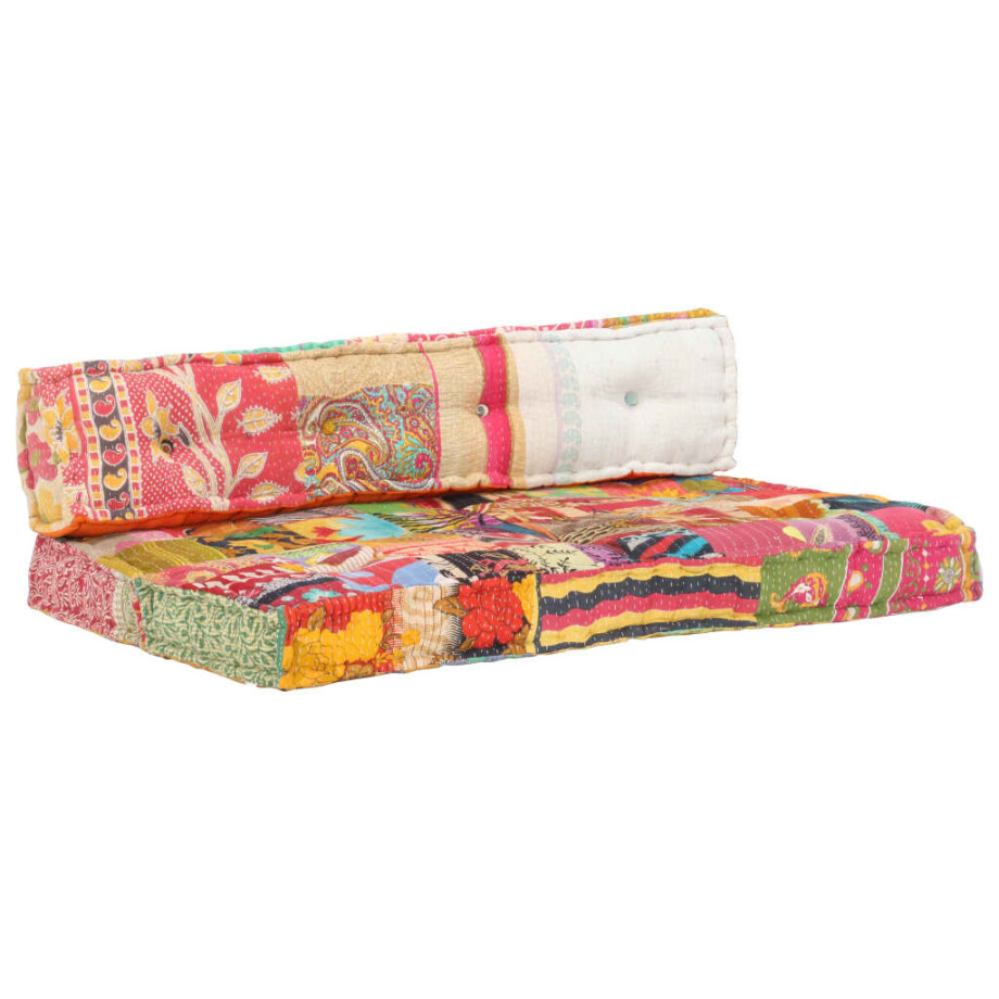 vidaXL Bankkussen pallet stof patchwork meerkleurig afbeelding 1
