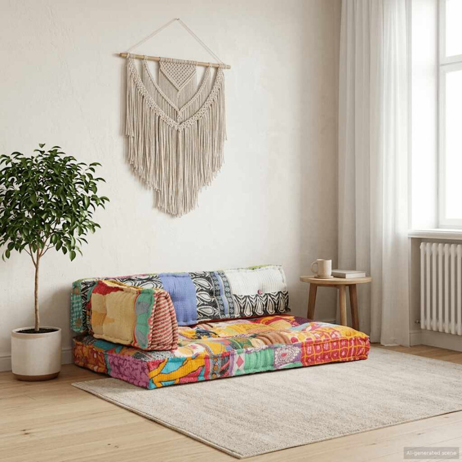 vidaXL Bankkussen pallet stof patchwork meerkleurig afbeelding 1