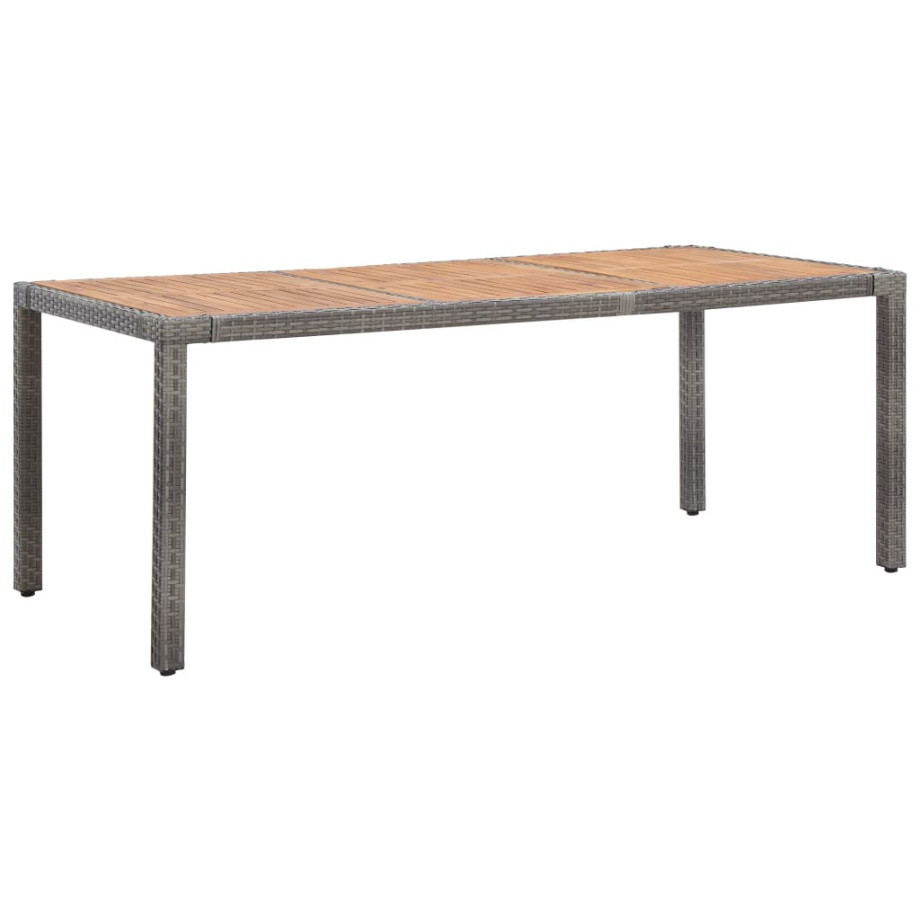 vidaXL Tuintafel 190x90x75 cm poly rattan en massief acaciahout grijs afbeelding 1