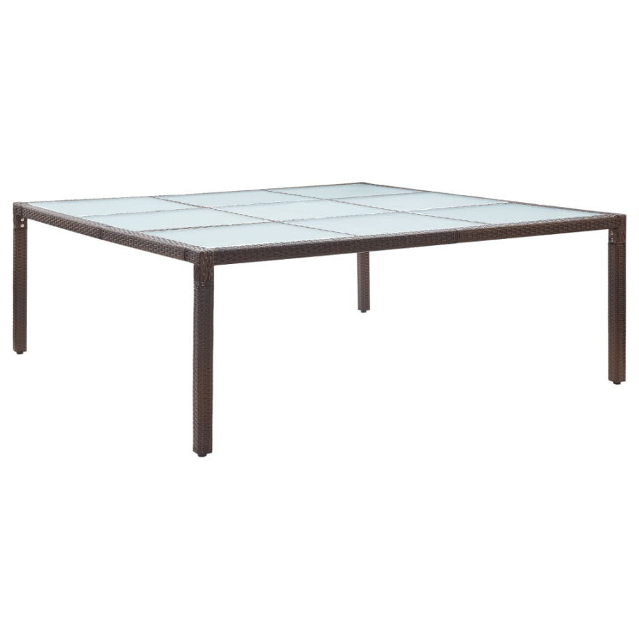 vidaXL Tuintafel 200x200x74 cm poly rattan bruin afbeelding 1