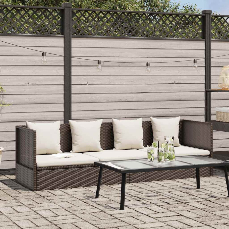vidaXL Tuinbed met kussens poly rattan bruin afbeelding 1